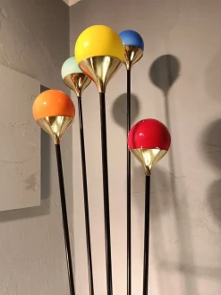 New Pamono Iron, Brass & Marble Alberello Floor Lamp from Stilnovo