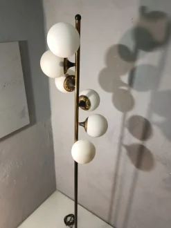 Pamono Iron, Brass & Marble Floor Lamp by Alberello Galassia for Stilnovo, 1950s