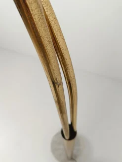 Hot Pamono Italian Arch Floor Lamp in Gilded Metal and Marble attributed to Reggiani, 1970s