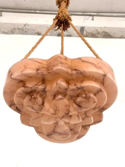 Best Pamono Italian Art Deco Alabaster and Glass Pendant, 1940s