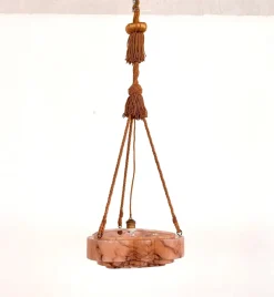 Best Pamono Italian Art Deco Alabaster and Glass Pendant, 1940s