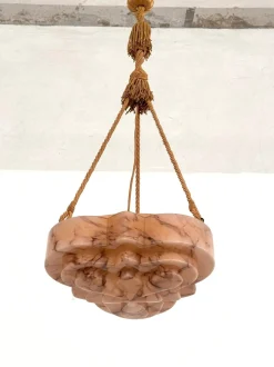 Best Pamono Italian Art Deco Alabaster and Glass Pendant, 1940s