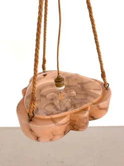 Best Pamono Italian Art Deco Alabaster and Glass Pendant, 1940s