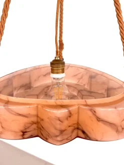 Best Pamono Italian Art Deco Alabaster and Glass Pendant, 1940s