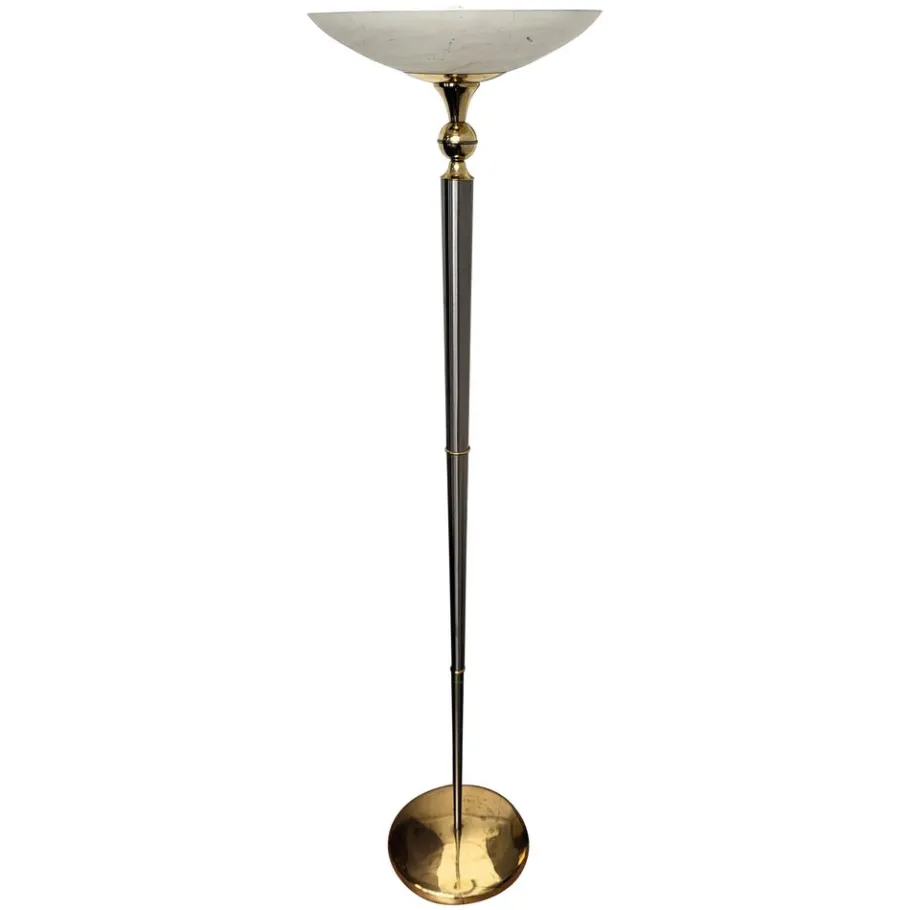 Sale Pamono Italian Art Deco Hollywood Regency Brass & Glass Floor Lamp, 1950s