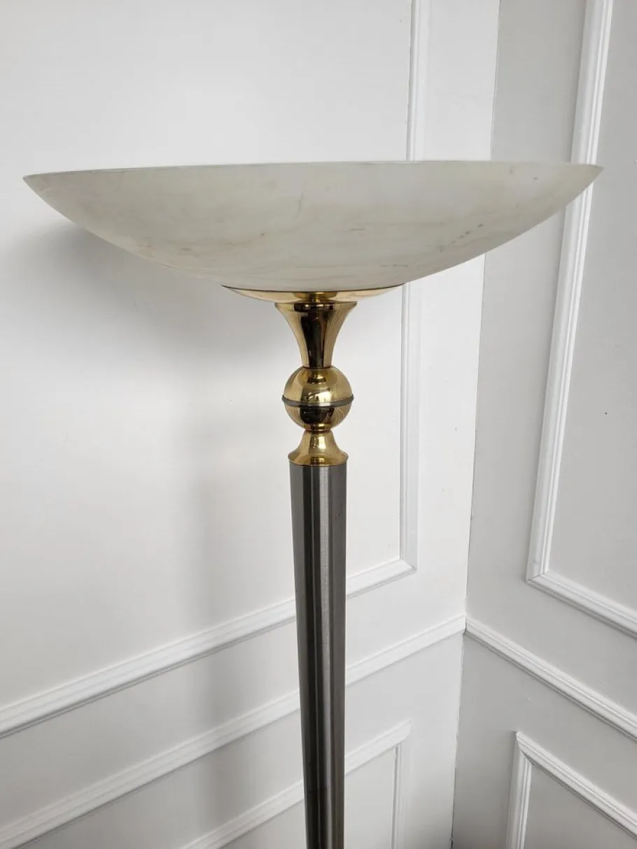Sale Pamono Italian Art Deco Hollywood Regency Brass & Glass Floor Lamp, 1950s