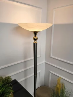 Sale Pamono Italian Art Deco Hollywood Regency Brass & Glass Floor Lamp, 1950s