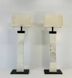 Outlet Pamono Italian Art Deco Style Parchment Column Floor Lamps, 1980s, Set of 2