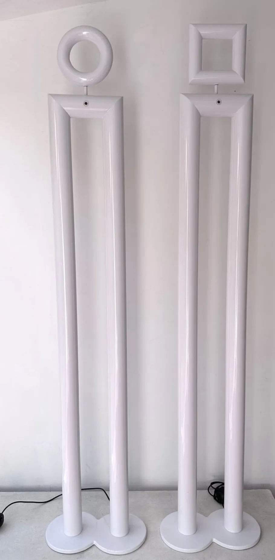 Pamono Italian Boy and Girl Floor Lamps in Metal by Remo Buti for Neofos, 1980s, Set of 2