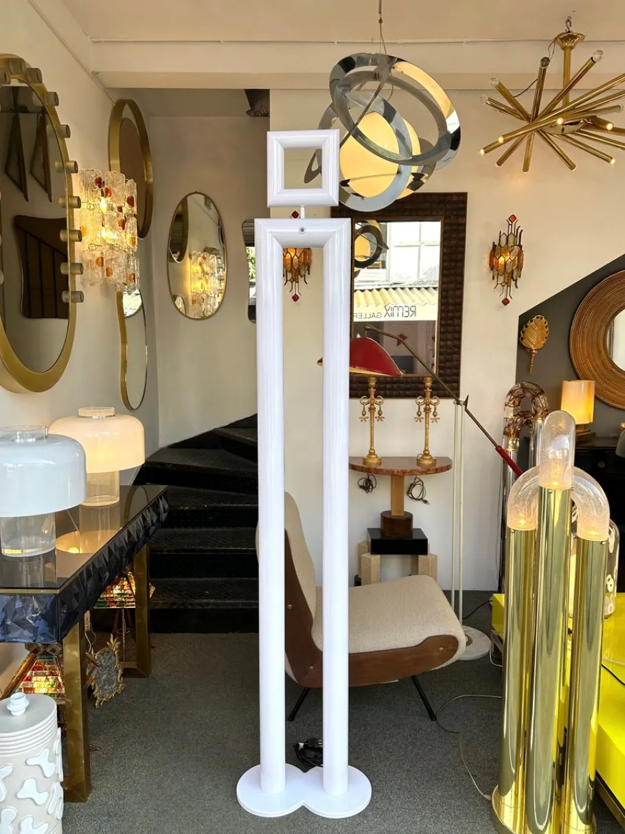 Pamono Italian Boy and Girl Floor Lamps in Metal by Remo Buti for Neofos, 1980s, Set of 2