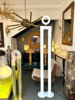 Pamono Italian Boy and Girl Floor Lamps in Metal by Remo Buti for Neofos, 1980s, Set of 2