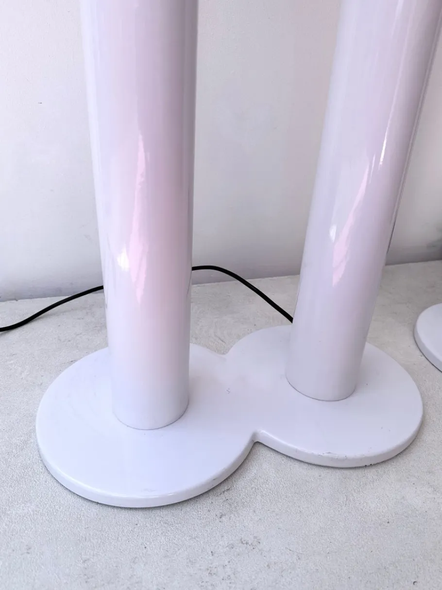 Pamono Italian Boy and Girl Floor Lamps in Metal by Remo Buti for Neofos, 1980s, Set of 2