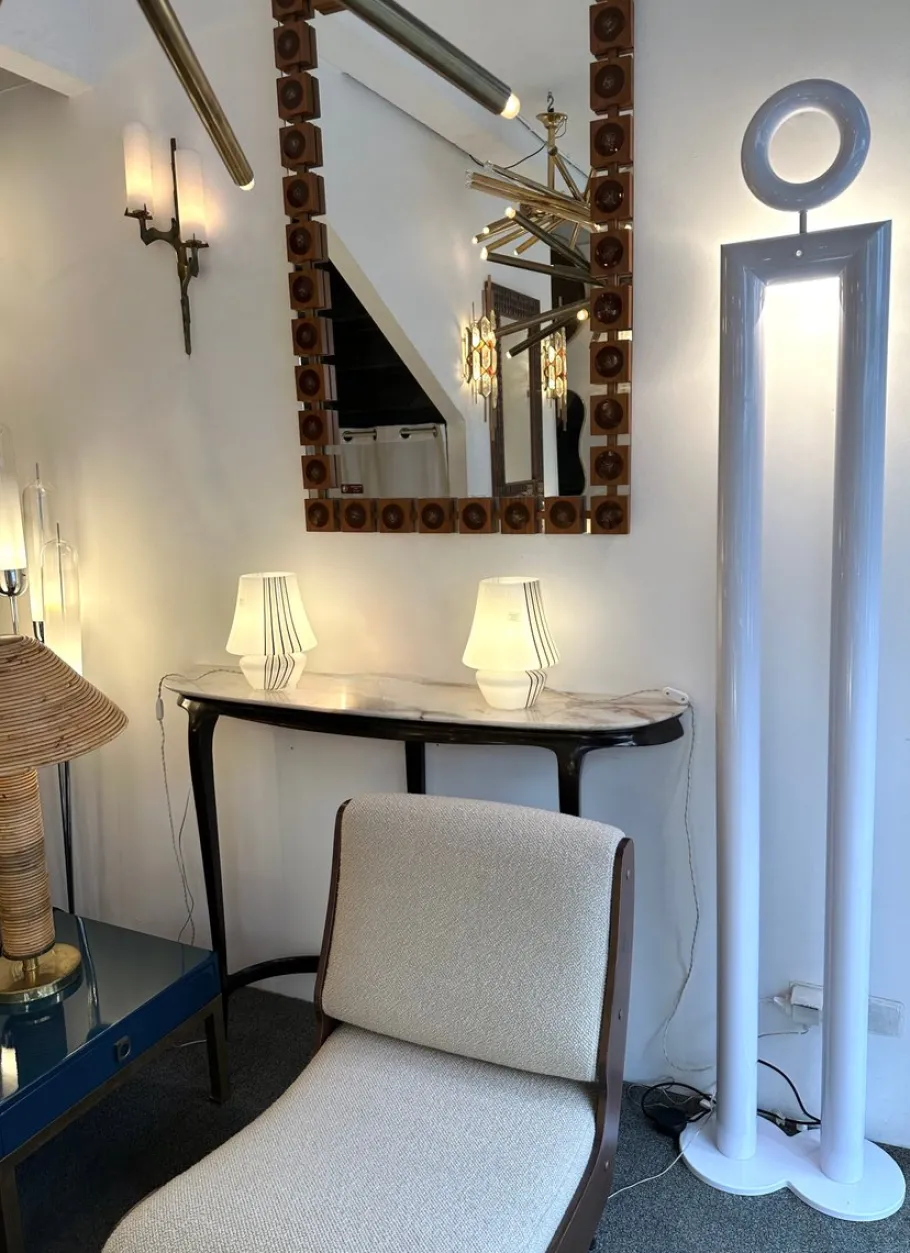 Pamono Italian Boy and Girl Floor Lamps in Metal by Remo Buti for Neofos, 1980s, Set of 2