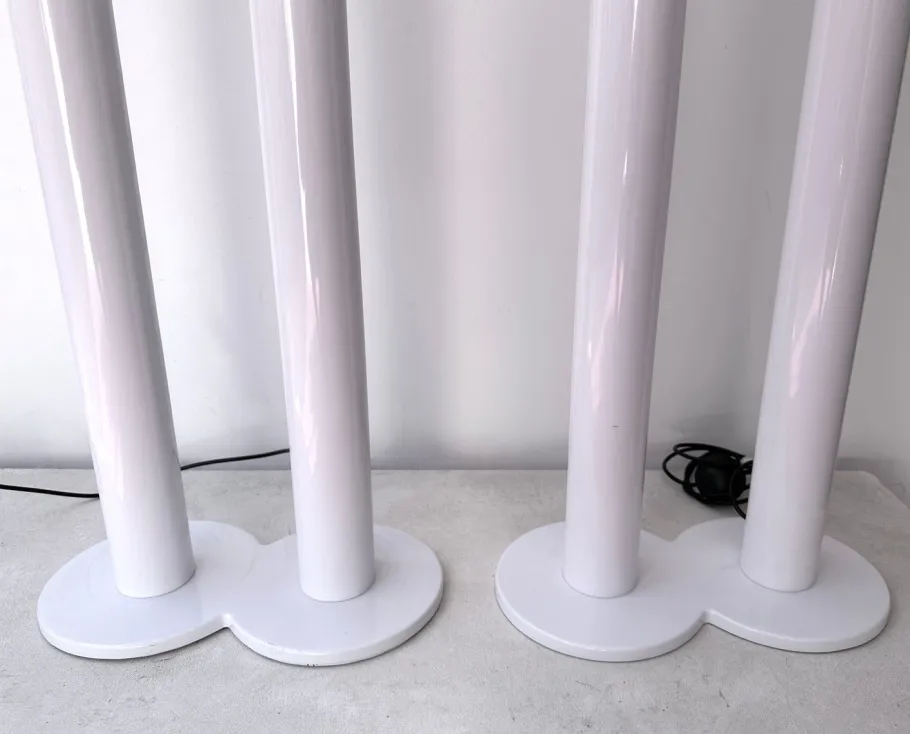 Pamono Italian Boy and Girl Floor Lamps in Metal by Remo Buti for Neofos, 1980s, Set of 2