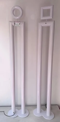 Pamono Italian Boy and Girl Floor Lamps in Metal by Remo Buti for Neofos, 1980s, Set of 2