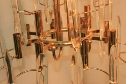Clearance Pamono Italian Brass & Glass Chandelier, 1970s