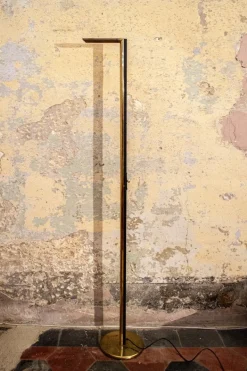 Pamono Italian Brass Halogen Floor Lamp, 1970s