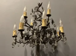 Clearance Pamono Italian Bronze and Crystal Flower Floor Lamp, 1950s