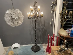 Clearance Pamono Italian Bronze and Crystal Flower Floor Lamp, 1950s