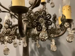 Clearance Pamono Italian Bronze and Crystal Flower Floor Lamp, 1950s