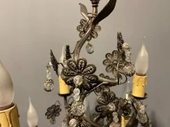 Clearance Pamono Italian Bronze and Crystal Flower Floor Lamp, 1950s