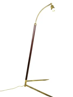 Discount Pamono Italian Burgundy Metal & Brass Floor Lamp, 1940s