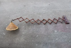 Best Pamono Italian Extendable Lamp in Wood and Rattan, 1950s