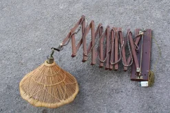 Best Pamono Italian Extendable Lamp in Wood and Rattan, 1950s