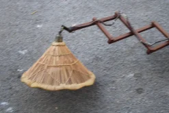 Best Pamono Italian Extendable Lamp in Wood and Rattan, 1950s