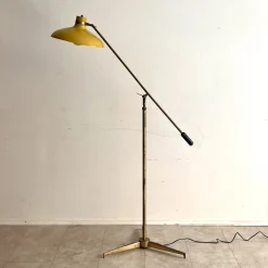 Best Pamono Italian Floor Lamp in Brass and Steel with Adjustable Shade, 1950s