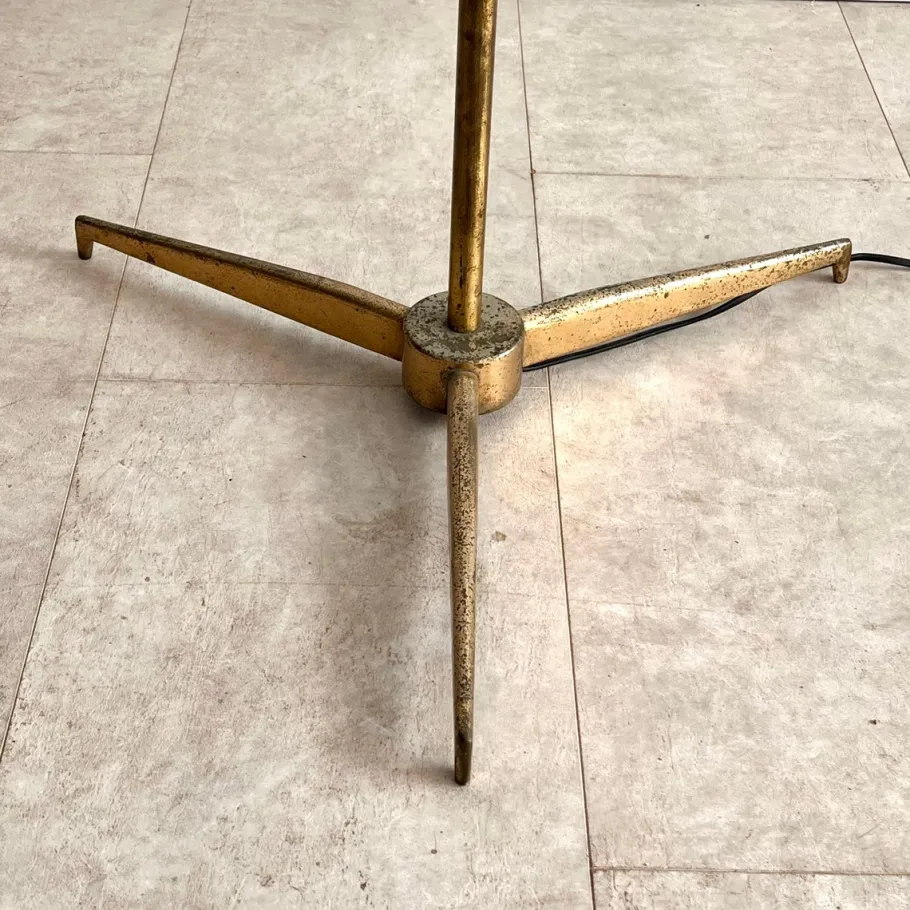 Best Pamono Italian Floor Lamp in Brass and Steel with Adjustable Shade, 1950s