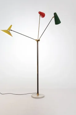 Online Pamono Italian Floor Lamp with Three Colored Aluminum Shades, 1950s