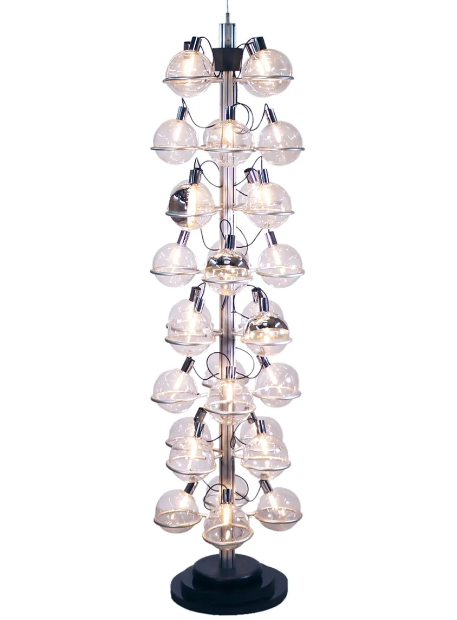 Outlet Pamono Italian Floor Light with 32 Glass Globes, 1960s