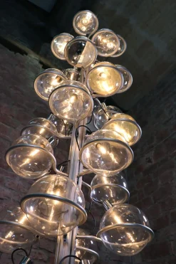 Outlet Pamono Italian Floor Light with 32 Glass Globes, 1960s