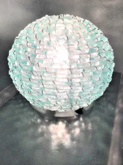 Best Pamono Italian Frosted Glass and Wire Mesh Tao Lamp, 1960s