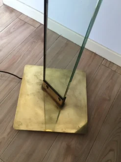 Hot Pamono Italian Glass & Brass Floor Lamp by Max Baguara for Lamperti, 1970s