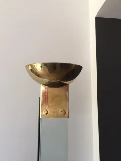 Hot Pamono Italian Glass & Brass Floor Lamp by Max Baguara for Lamperti, 1970s