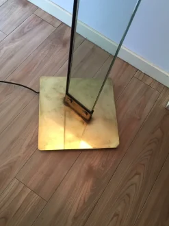 Hot Pamono Italian Glass & Brass Floor Lamp by Max Baguara for Lamperti, 1970s