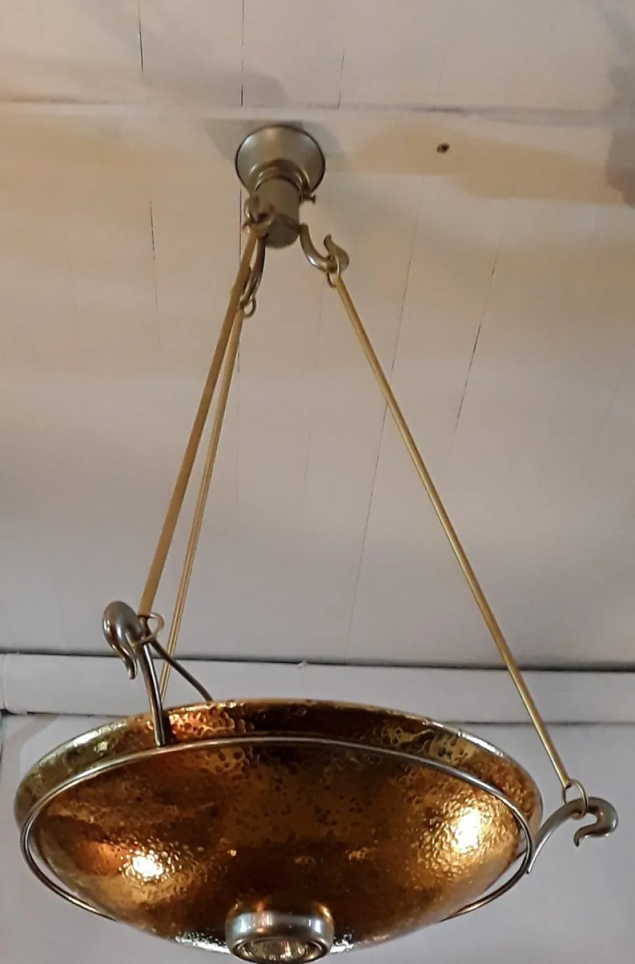 New Pamono Italian Gold-Colored Ceiling Lamp with Uplighter, 1980s