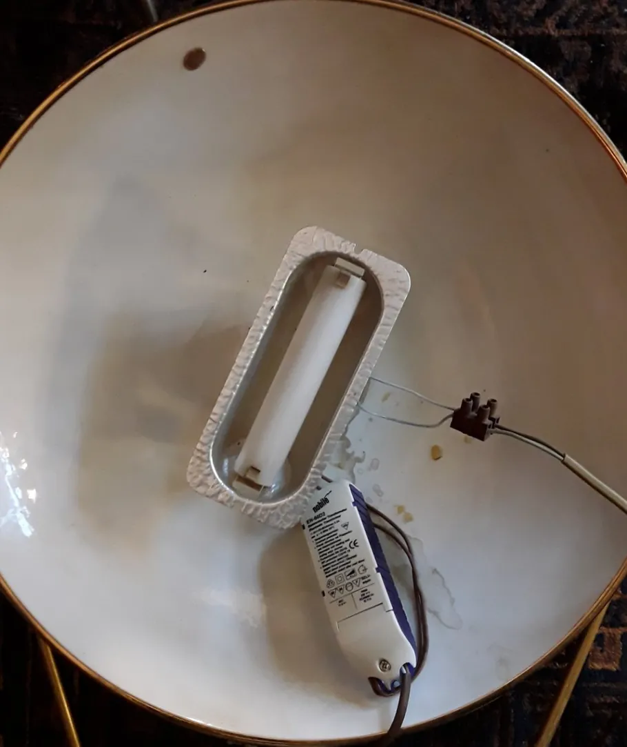 New Pamono Italian Gold-Colored Ceiling Lamp with Uplighter, 1980s