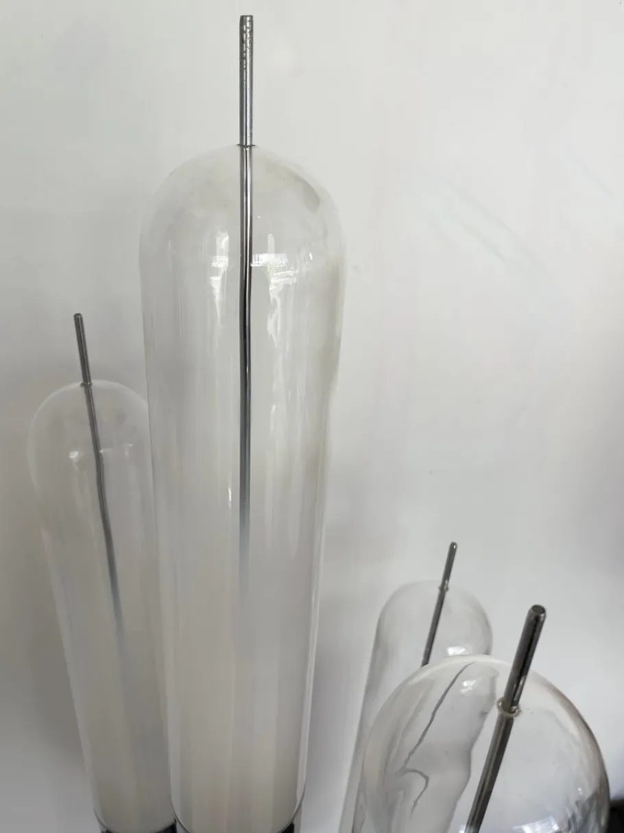 Discount Pamono Italian Mid-Century Modern Reed Floor Lamp Murano Glass Metal attributed to Mazzega, 1970s