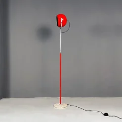 Hot Pamono Italian Modern Adjustable Floor Lamp in Red and Chromed Metal with Marble Base by Goffredo Reggiani, 1970