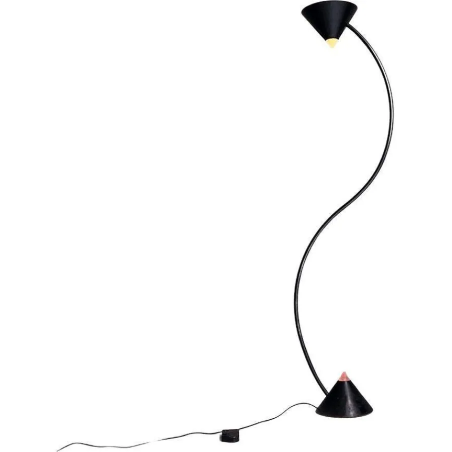 Pamono Italian Modern Black Metal and Plastic Yang Floor Lamp attributed to Bieffeplast, 1980s