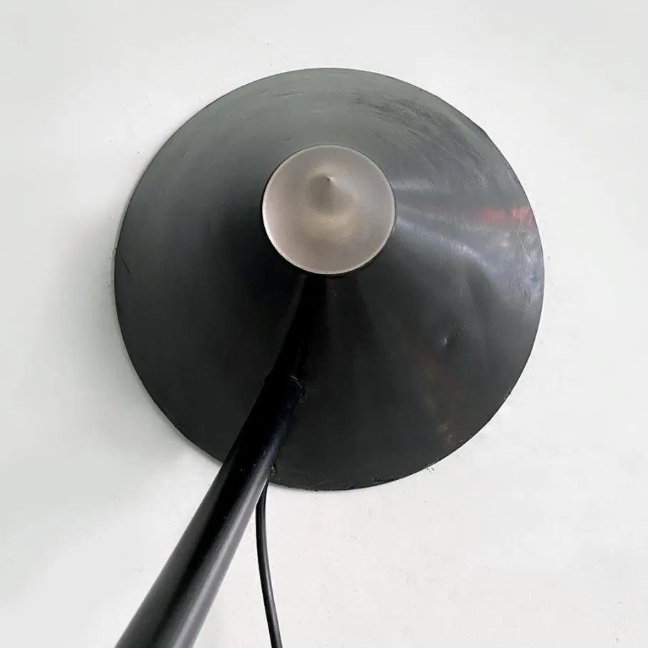 Pamono Italian Modern Black Metal and Plastic Yang Floor Lamp attributed to Bieffeplast, 1980s