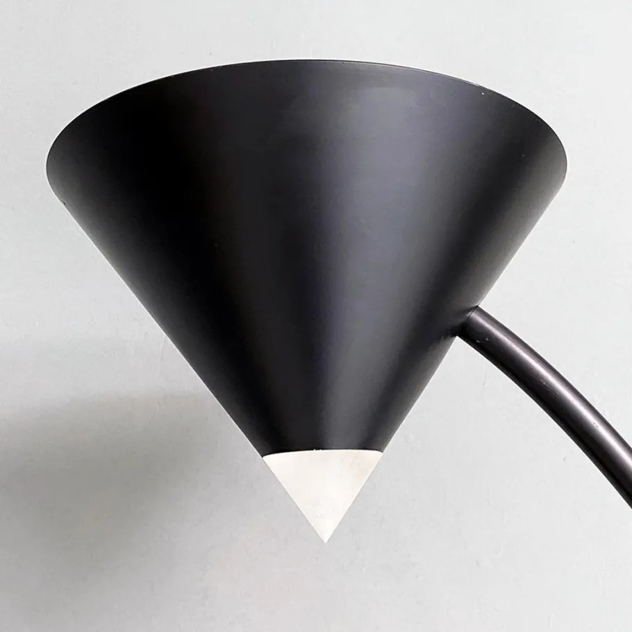 Pamono Italian Modern Black Metal and Plastic Yang Floor Lamp attributed to Bieffeplast, 1980s