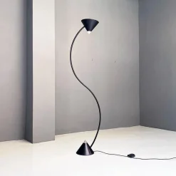 Pamono Italian Modern Black Metal and Plastic Yang Floor Lamp attributed to Bieffeplast, 1980s