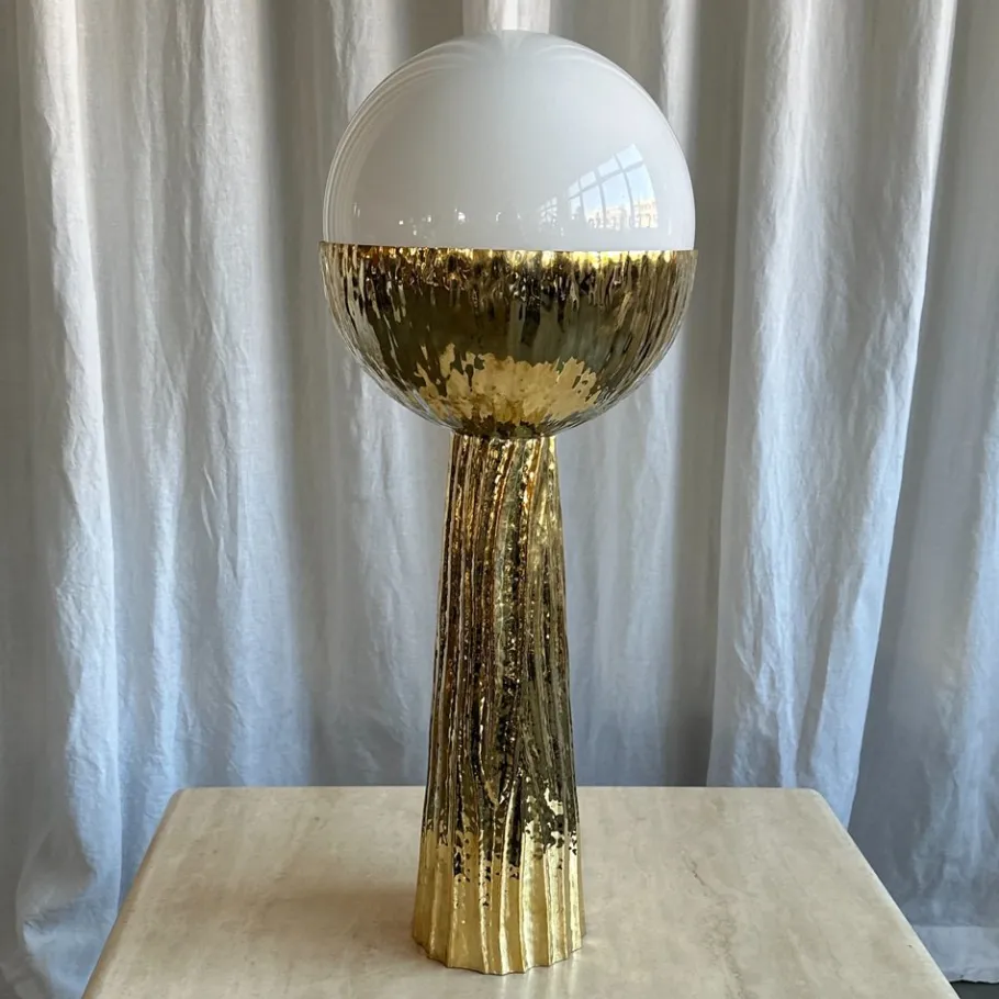 Pamono Italian Modern Brass and Opaline Glase Cactus Floor Lamp, 2000s