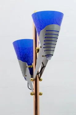 Clearance Pamono Italian Murano Glass and Brass Floor Lamp from Relco Milano, 1980s