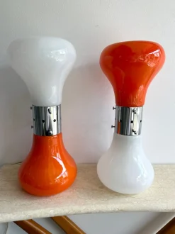 Best Pamono Italian Murano Glass and Metal Chrome Birillo Lamps by Carlo Nason for Mazzega, 1970s, Set of 2