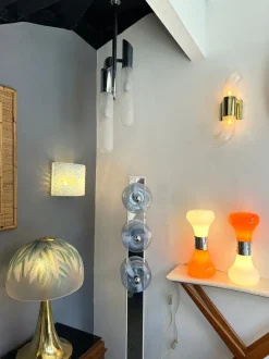 Best Pamono Italian Murano Glass and Metal Chrome Birillo Lamps by Carlo Nason for Mazzega, 1970s, Set of 2